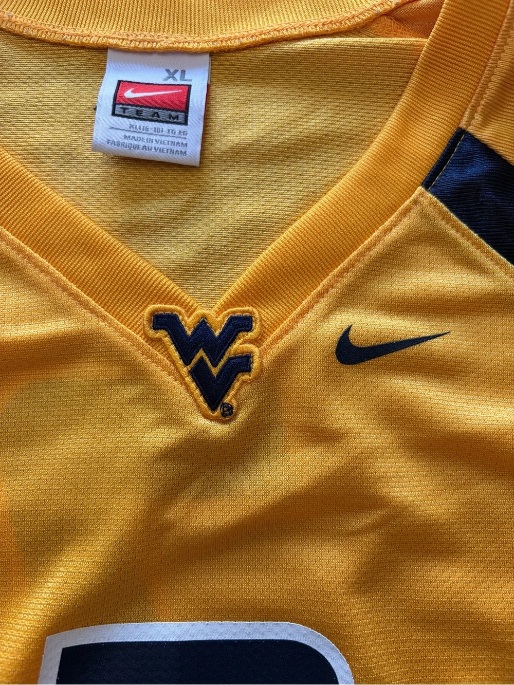 Nike Gold and Navy Football Jersey with #7 Youth XL